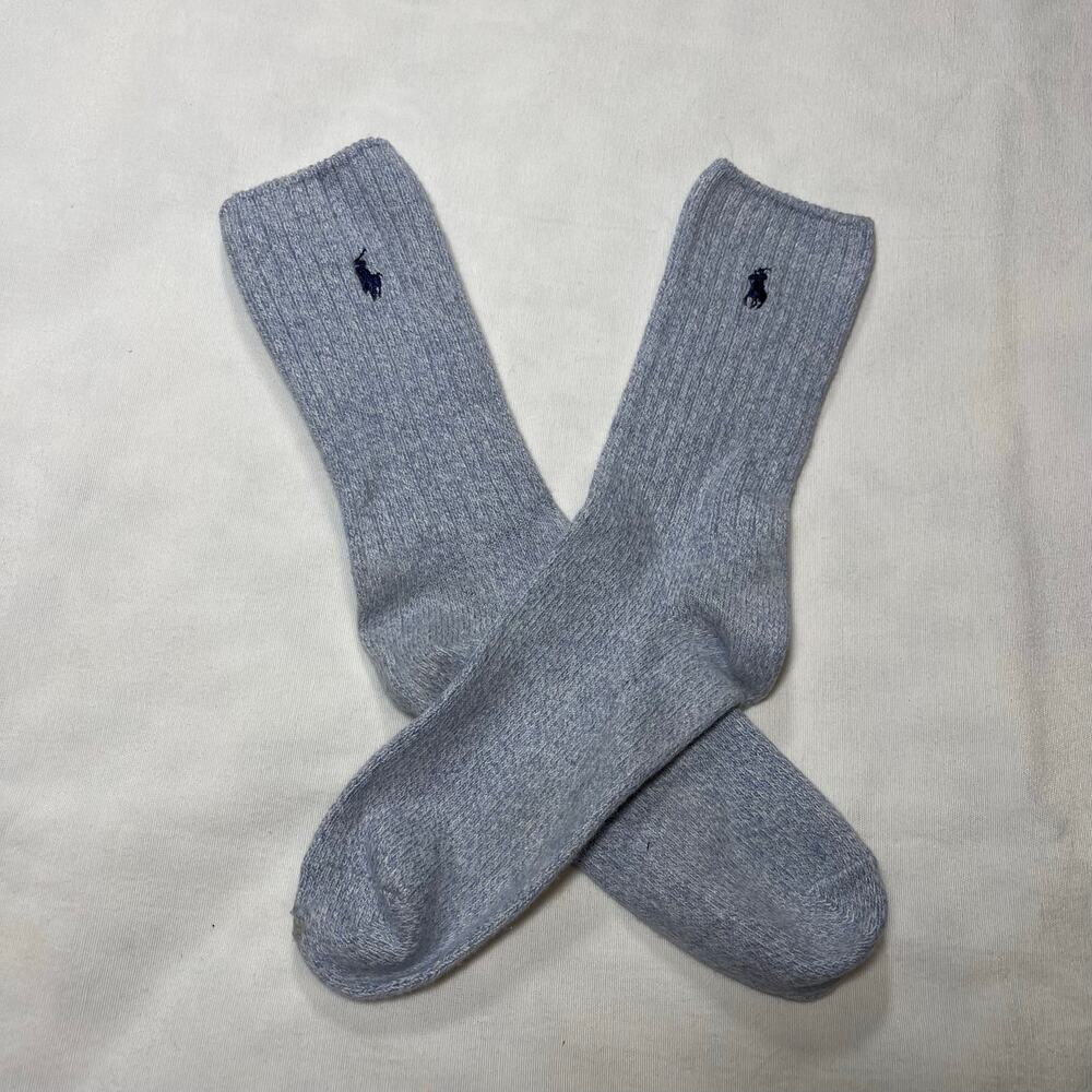 Polo Ralph Lauren Men’s Blue Crew Socks Ribbed Pony Logo 1 Pair
